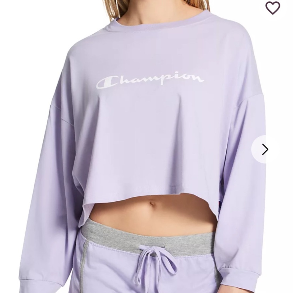 CHAMPION Long Sleeve Crop Top Lavender Loungewear Medium